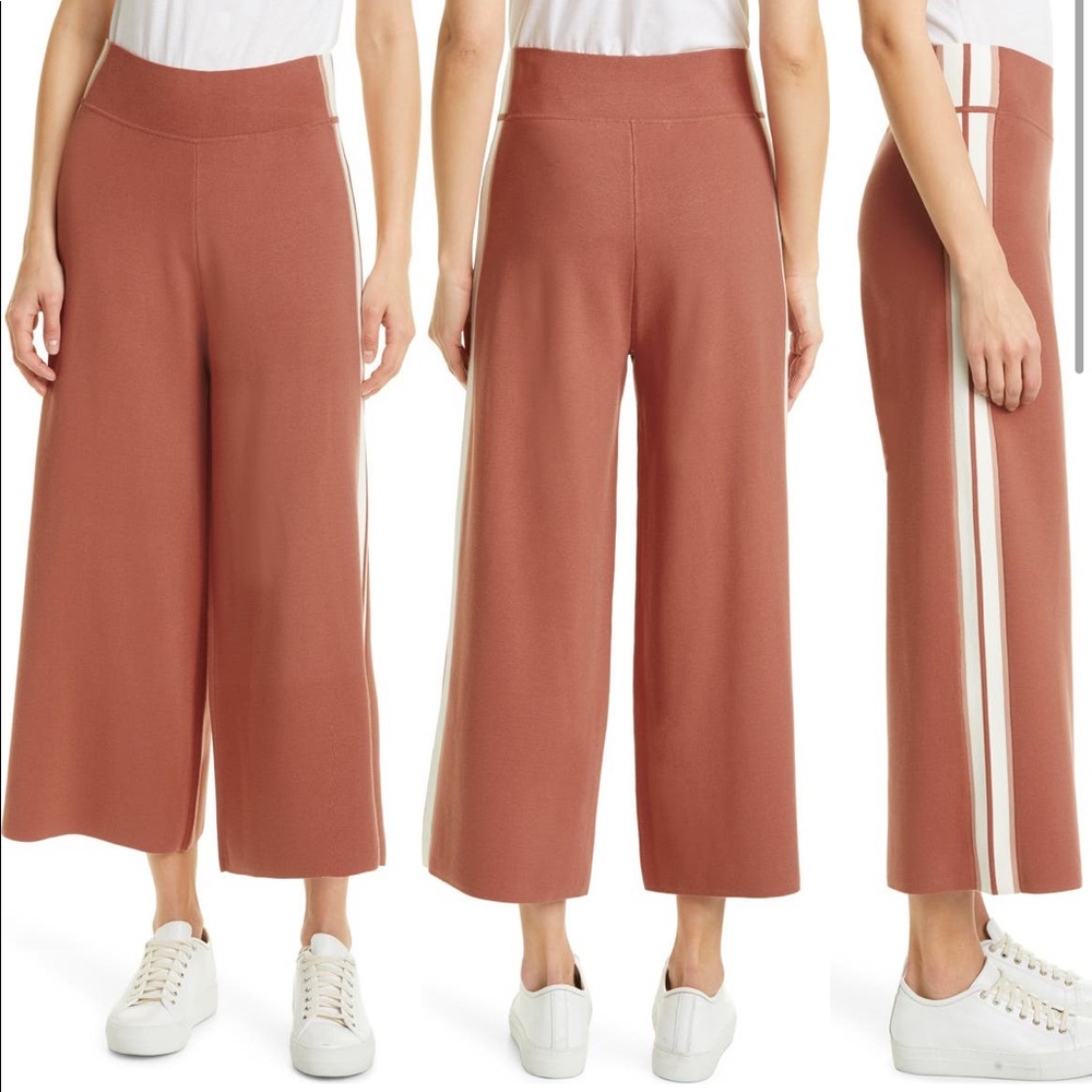 Veronica Beard Wide Leg Pants in Rust and Cream